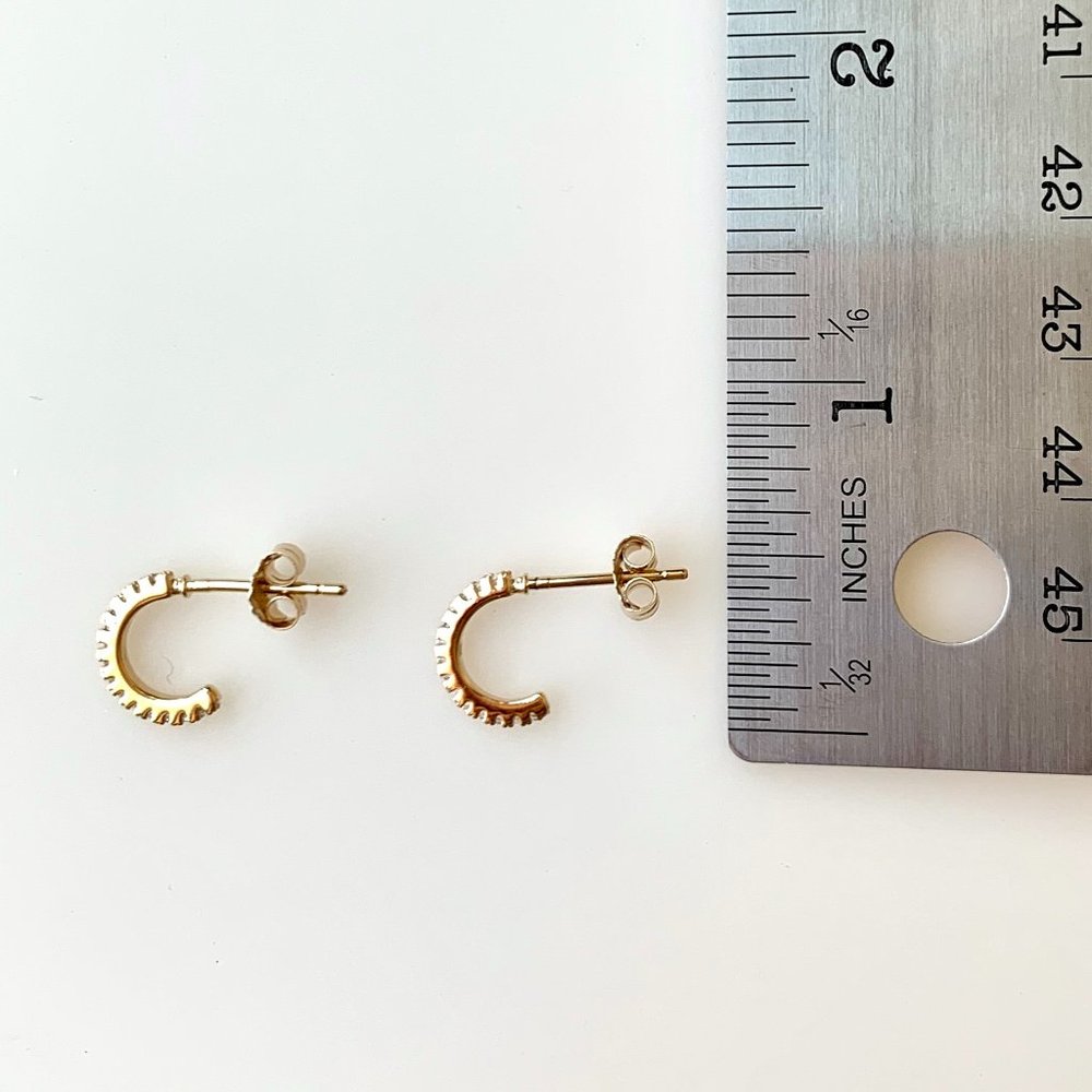 π«π·10mm 18K Gold CZ Pave Hoops Made in France - Picture 4 of 7